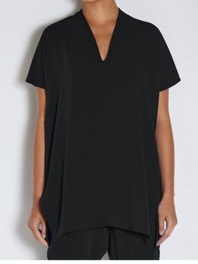 Roucha Tome Drape V Neck Short Sleeve Top
